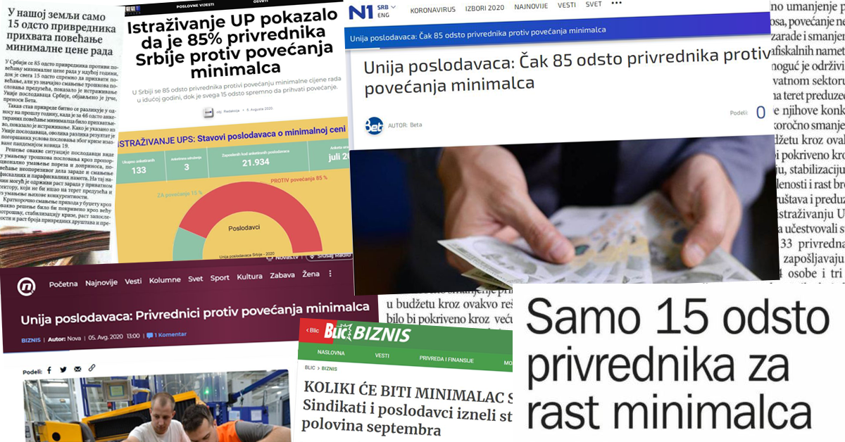Mediji o Uniji poslodavaca Srbije - početak avgusta
