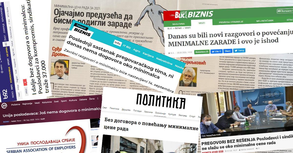 Pregovori o minimalnoj ceni rada minimalac Unija poslodavaca Srbije Mediji o ups